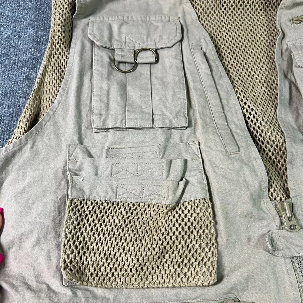 Banana Republic Mens XL Gray Utility Fishing Photography Vest Multi-Pocket Lined